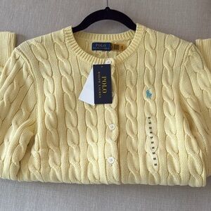 Ralph Lauren Light Yellow Cable Knit Cardigan